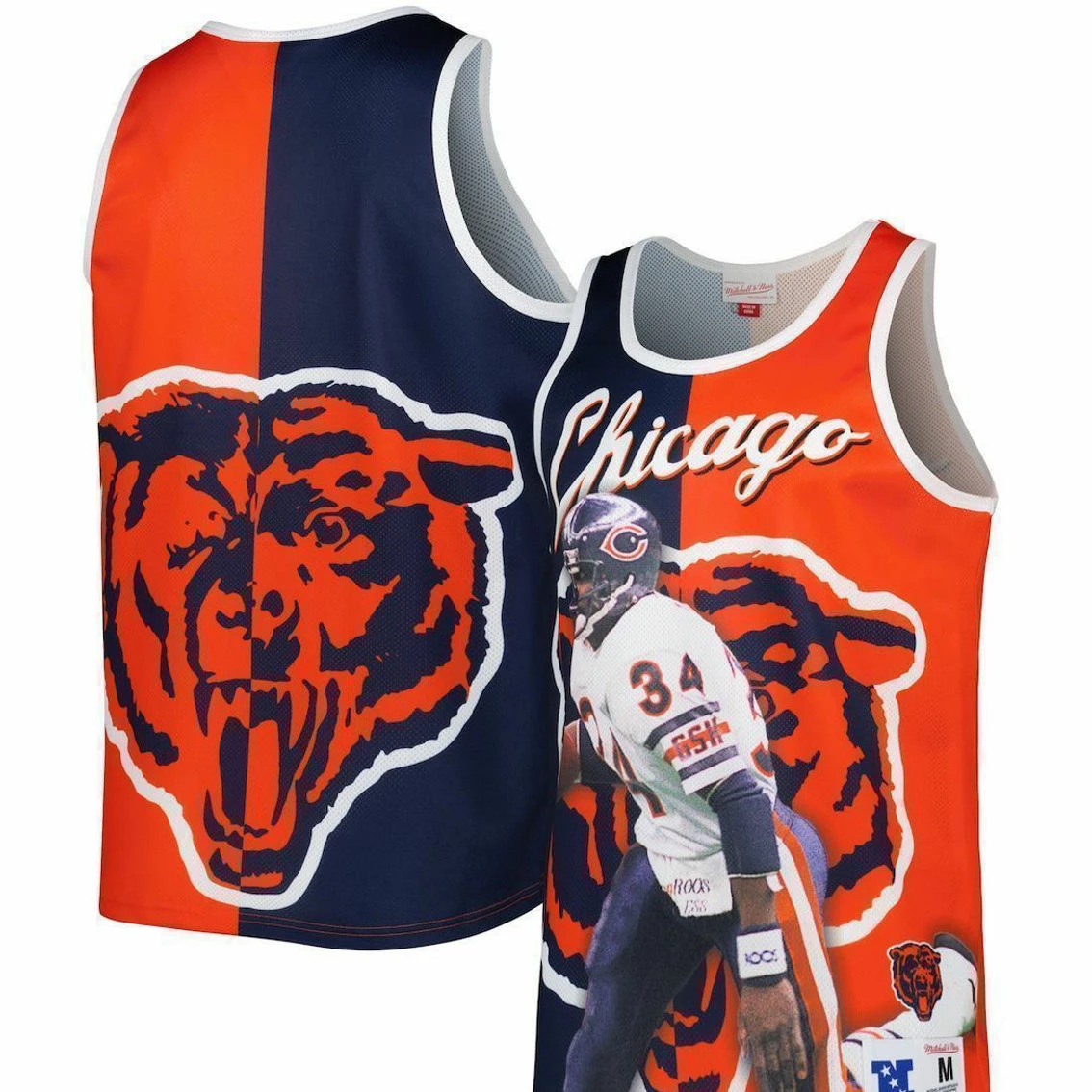 Mitchell & Ness Men's Walter Payton Navy/Orange Chicago Bears Retired Player Graphic Tank Top 4 Mitchell & Ness Men's Walter Payton Navy/Orange Chicago Bears Retired Player Graphic Tank Top - Image 2