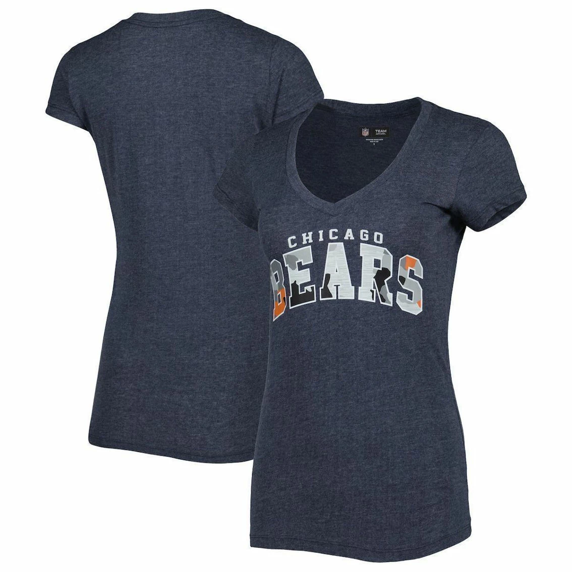New Era Women's Heathered Navy Chicago Bears Training Camp V-Neck T-Shirt 3 New Era Women's Heathered Navy Chicago Bears Training Camp V-Neck T-Shirt