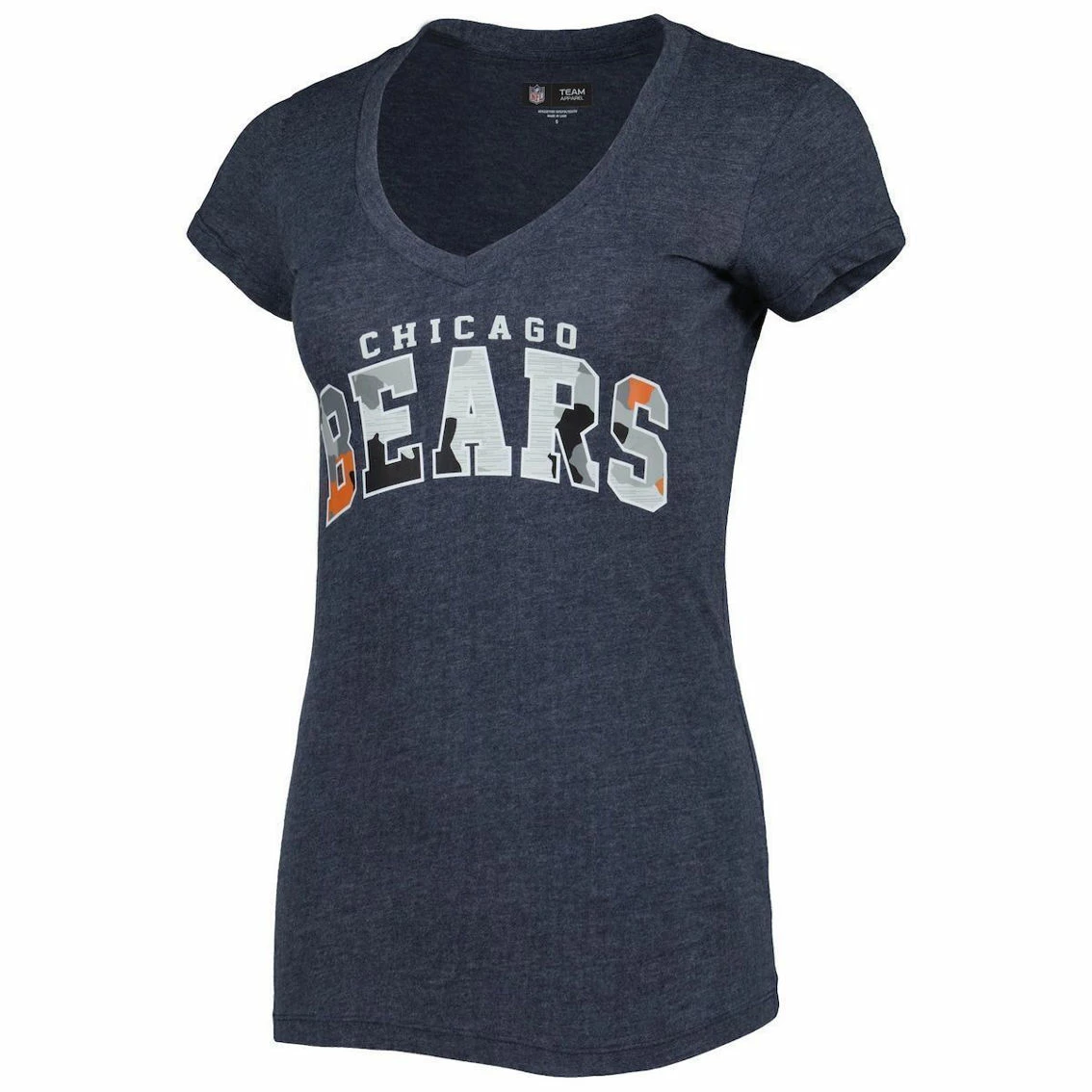 New Era Women's Heathered Navy Chicago Bears Training Camp V-Neck T-Shirt 5 New Era Women's Heathered Navy Chicago Bears Training Camp V-Neck T-Shirt - Image 3