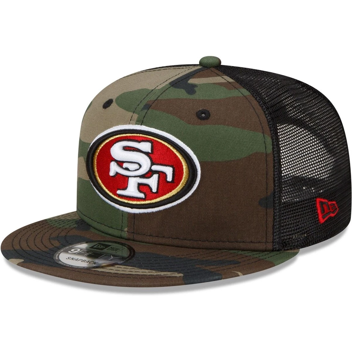 New Era Men's Camo San Francisco 49ers Woodland Trucker 2.0 9FIFTY Snapback Hat 4 New Era Men's Camo San Francisco 49ers Woodland Trucker 2.0 9FIFTY Snapback Hat - Image 2