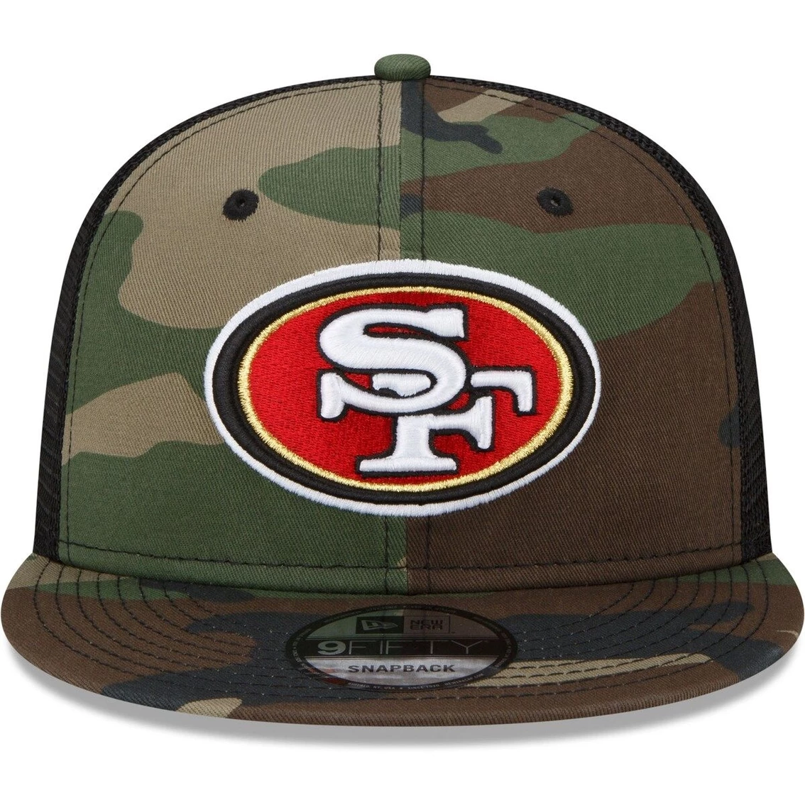 New Era Men's Camo San Francisco 49ers Woodland Trucker 2.0 9FIFTY Snapback Hat 5 New Era Men's Camo San Francisco 49ers Woodland Trucker 2.0 9FIFTY Snapback Hat - Image 3