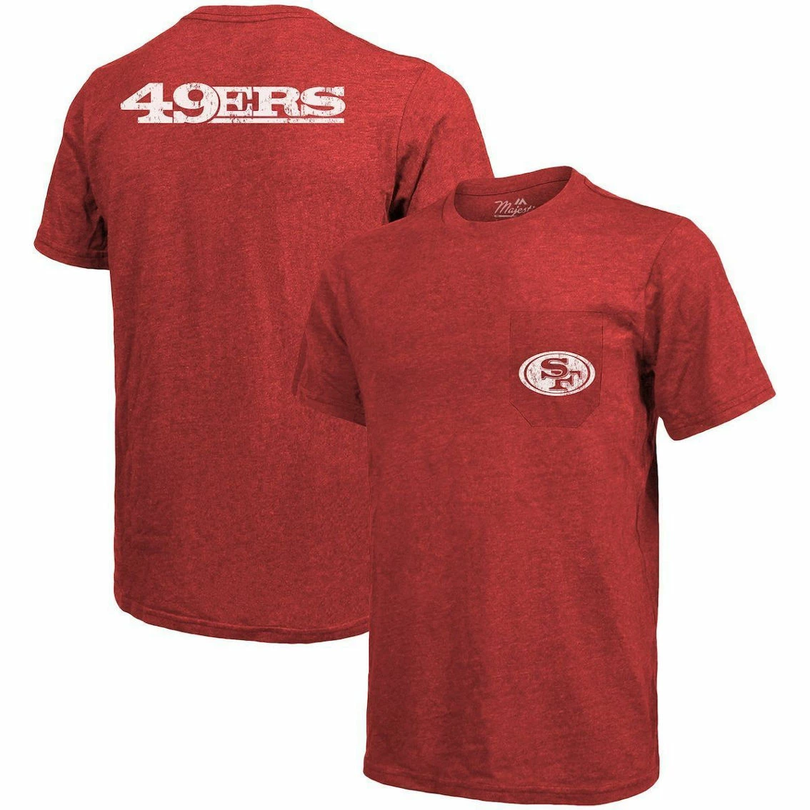 Majestic Threads San Francisco 49ers Threads Tri-Blend Pocket T-Shirt - Scarlet 4 Majestic Threads San Francisco 49ers Threads Tri-Blend Pocket T-Shirt - Scarlet - Image 2