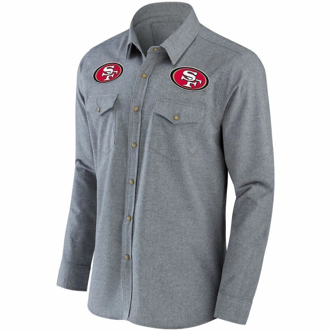 NFL X Darius Rucker Collection By Fanatics Men's Gray San Francisco 49ers Chambray Button-Up Long Sleeve Shirt 5 NFL X Darius Rucker Collection By Fanatics Men's Gray San Francisco 49ers Chambray Button-Up Long Sleeve Shirt - Image 3