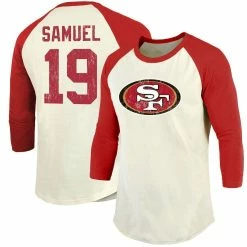 Majestic Threads Men's Deebo Samuel Cream/Scarlet San Francisco 49ers Vintage Player Name & Number Raglan 3/4-Sleeve T-Shirt