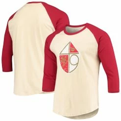 Majestic Threads Men's Threads Cream/Scarlet San Francisco 49ers Gridiron Classics Raglan 3/4-Sleeve T-Shirt