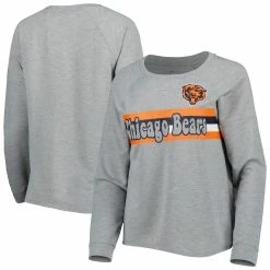 Outerstuff Juniors Heathered Gray Chicago Bears All Striped Up Raglan Long Sleeve T-Shirt