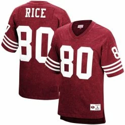 Mitchell & Ness Men's Jerry Rice Scarlet San Francisco 49ers Retired Player Name & Number Acid Wash Top -Fanatics DSCO1145427054 2946 ALT1