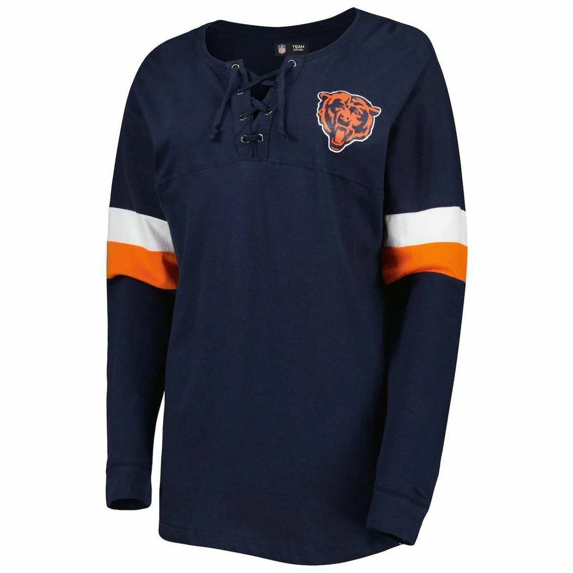 New Era Women's Navy Chicago Bears Athletic Varsity Lace-Up Long Sleeve T-Shirt 5 New Era Women's Navy Chicago Bears Athletic Varsity Lace-Up Long Sleeve T-Shirt - Image 3