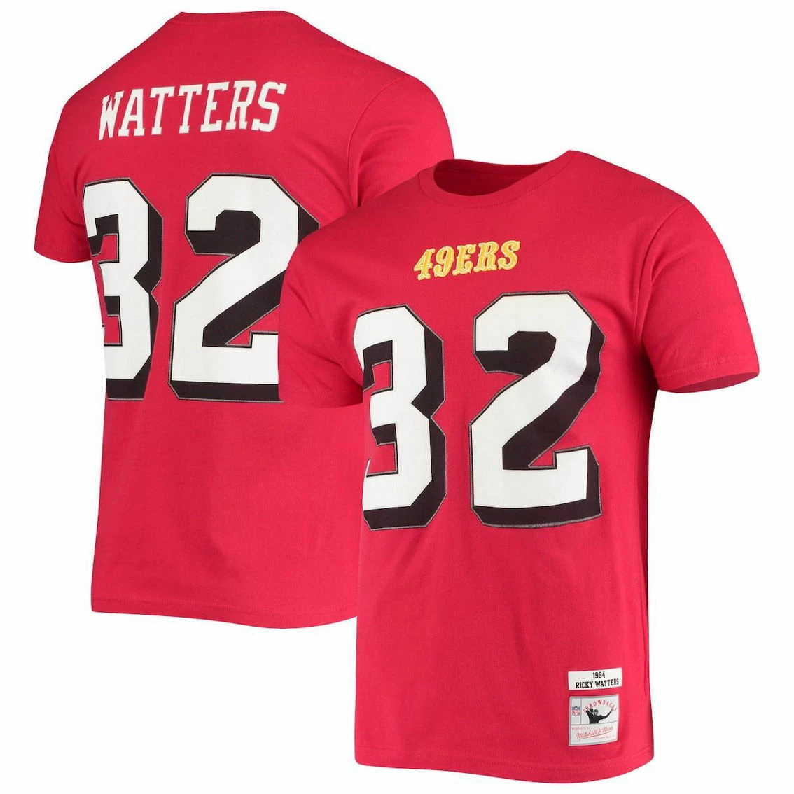 Mitchell & Ness Men's Ricky Watters Scarlet San Francisco 49ers Throwback Name & Number T-Shirt 3 Mitchell & Ness Men's Ricky Watters Scarlet San Francisco 49ers Throwback Name & Number T-Shirt