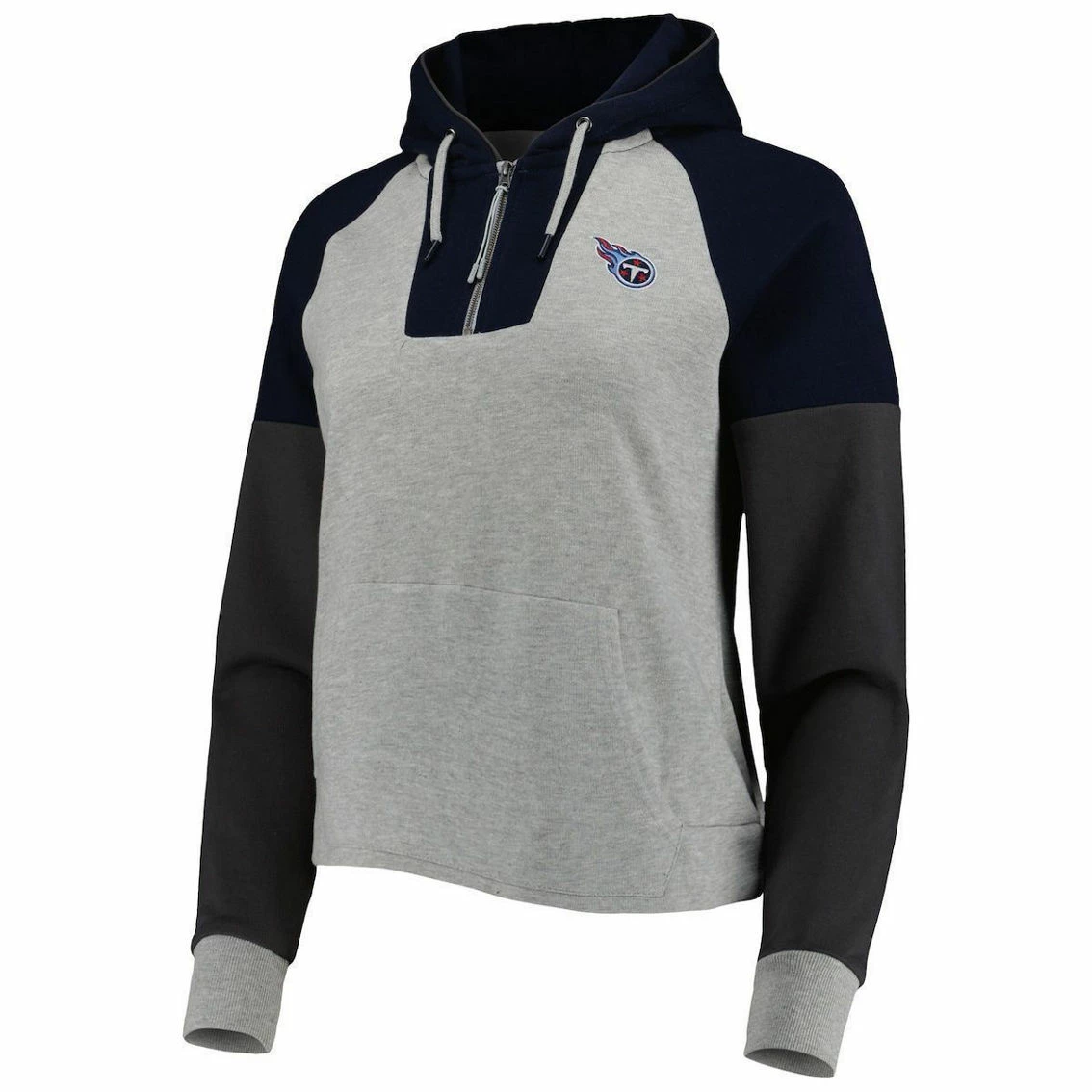 Antigua Women's Heathered Gray/Navy Tennessee Titans Jackpot Raglan Half-Zip Pullover Hoodie 5 Antigua Women's Heathered Gray/Navy Tennessee Titans Jackpot Raglan Half-Zip Pullover Hoodie - Image 3
