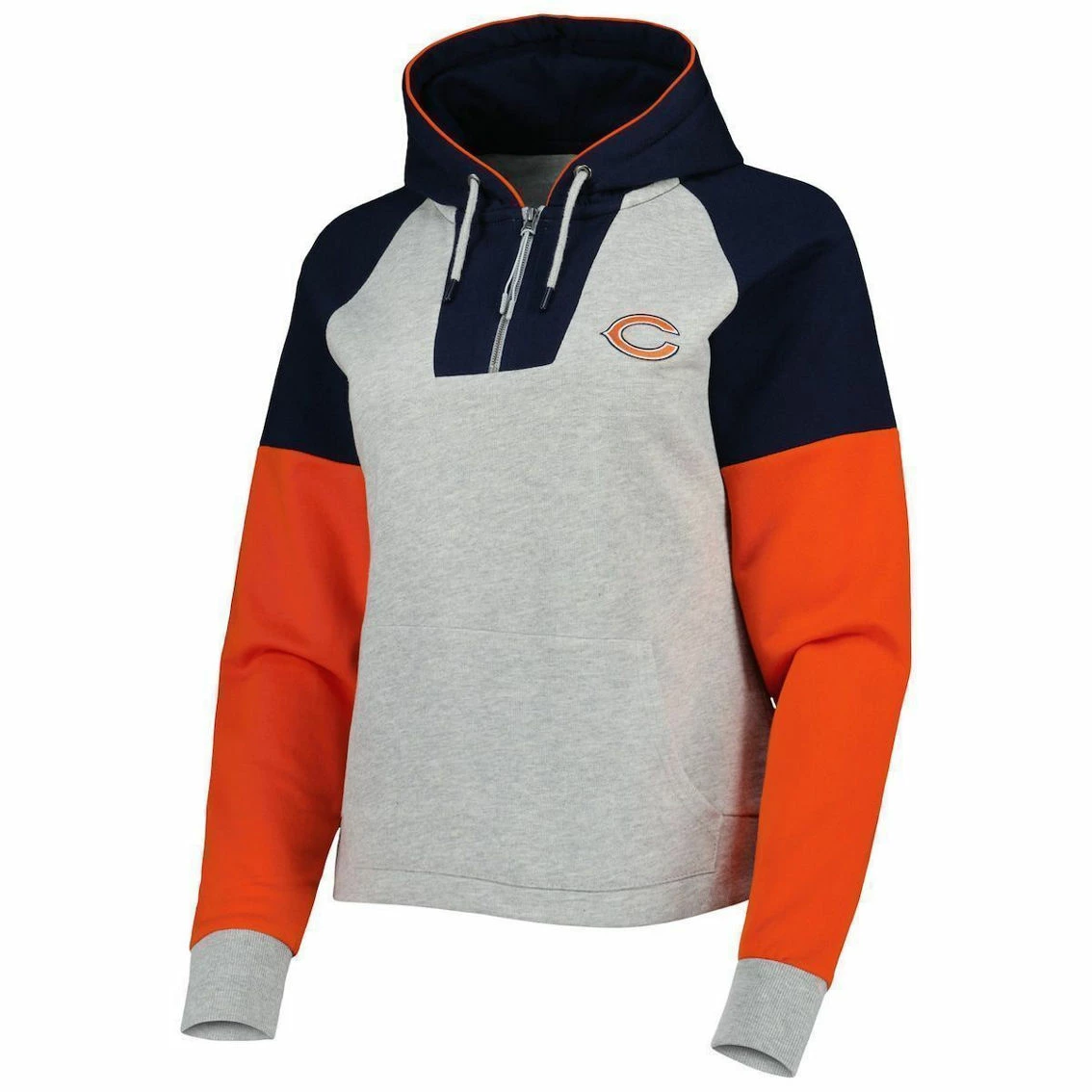 Antigua Women's Heathered Gray/Navy Chicago Bears Jackpot Raglan Half-Zip Pullover Hoodie 5 Antigua Women's Heathered Gray/Navy Chicago Bears Jackpot Raglan Half-Zip Pullover Hoodie - Image 3