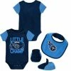 Outerstuff Newborn & Infant Navy/Light Blue Tennessee Titans Little Champ Three-Piece Bodysuit Bib & Booties Set 2 Outerstuff Newborn & Infant Navy/Light Blue Tennessee Titans Little Champ Three-Piece Bodysuit Bib & Booties Set -Fanatics DSCO1145825091 1191