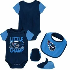 Outerstuff Newborn & Infant Navy/Light Blue Tennessee Titans Little Champ Three-Piece Bodysuit Bib & Booties Set 7 Outerstuff Newborn & Infant Navy/Light Blue Tennessee Titans Little Champ Three-Piece Bodysuit Bib & Booties Set -Fanatics DSCO1145825091 1191 ALT1
