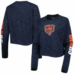 New Era Women's Navy Chicago Bears Crop Long Sleeve T-Shirt