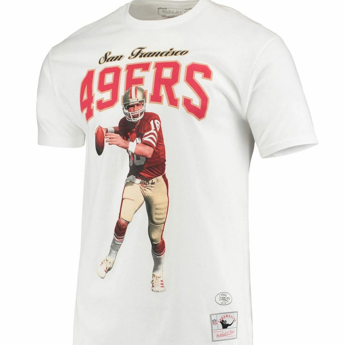 Mitchell & Ness Men's Joe Montana San Francisco 49ers White Player Graphics T-Shirt 5 Mitchell & Ness Men's Joe Montana San Francisco 49ers White Player Graphics T-Shirt - Image 3