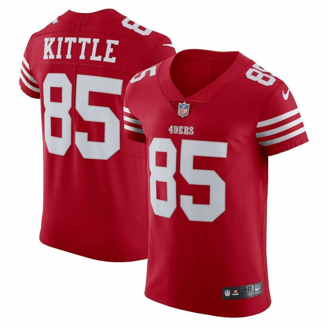 Nike Men's George Kittle Scarlet San Francisco 49ers Vapor Elite Jersey 3 Nike Men's George Kittle Scarlet San Francisco 49ers Vapor Elite Jersey