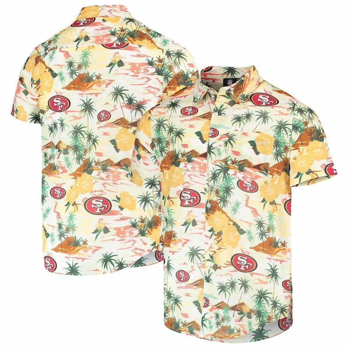 FOCO Men's Cream San Francisco 49ers Paradise Floral Button-Up Shirt 4 FOCO Men's Cream San Francisco 49ers Paradise Floral Button-Up Shirt - Image 2