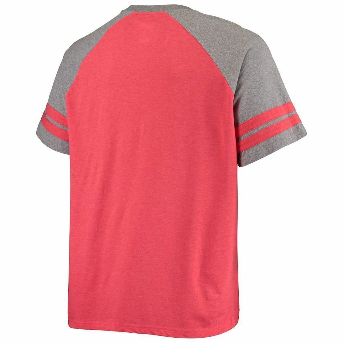 Fanatics Branded Men's Scarlet/Heathered Gray San Francisco 49ers Big & Tall Two-Stripe Tri-Blend Raglan T-Shirt 6 Fanatics Branded Men's Scarlet/Heathered Gray San Francisco 49ers Big & Tall Two-Stripe Tri-Blend Raglan T-Shirt - Image 4