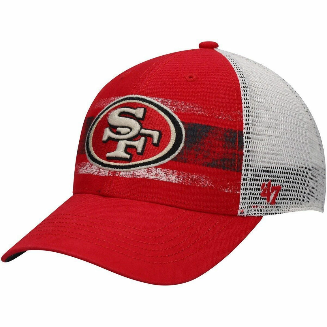 '47 Men's Scarlet/White San Francisco 49ers Interlude MVP Trucker Snapback Hat 4 '47 Men's Scarlet/White San Francisco 49ers Interlude MVP Trucker Snapback Hat - Image 2
