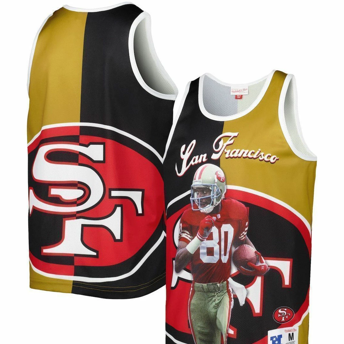 Mitchell & Ness Men's Jerry Rice Black/Gold San Francisco 49ers Retired Player Graphic Tank Top 4 Mitchell & Ness Men's Jerry Rice Black/Gold San Francisco 49ers Retired Player Graphic Tank Top - Image 2