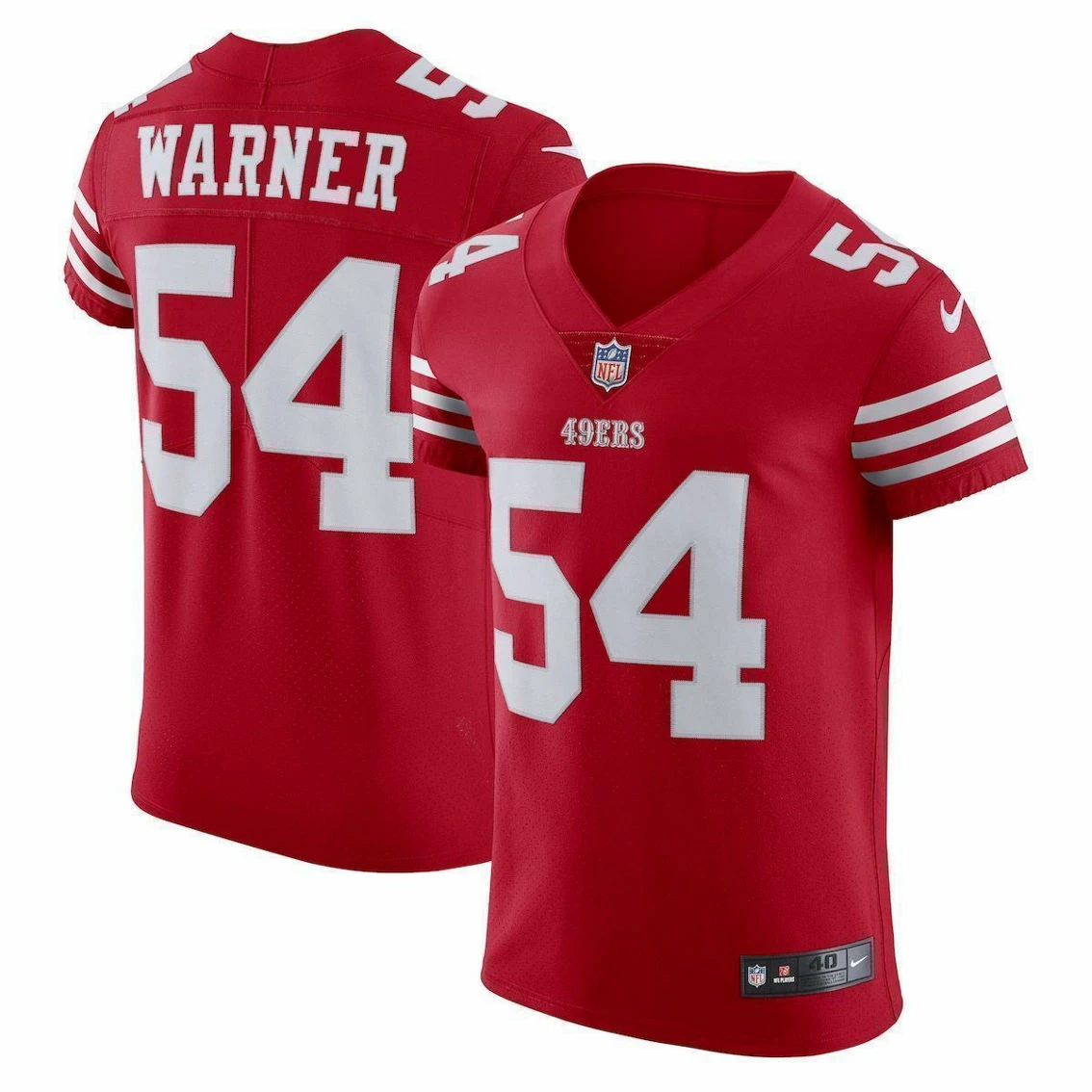 Nike Men's Fred Warner Scarlet San Francisco 49ers Vapor Elite Jersey 3 Nike Men's Fred Warner Scarlet San Francisco 49ers Vapor Elite Jersey