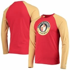 New Era Men's Scarlet/Gold San Francisco 49ers League Raglan Throwback Long Sleeve T-Shirt