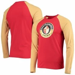 New Era Men's Scarlet/Gold San Francisco 49ers League Raglan Throwback Long Sleeve T-Shirt 7 New Era Men's Scarlet/Gold San Francisco 49ers League Raglan Throwback Long Sleeve T-Shirt -Fanatics DSCO1146346526 GOLDRE ALT1