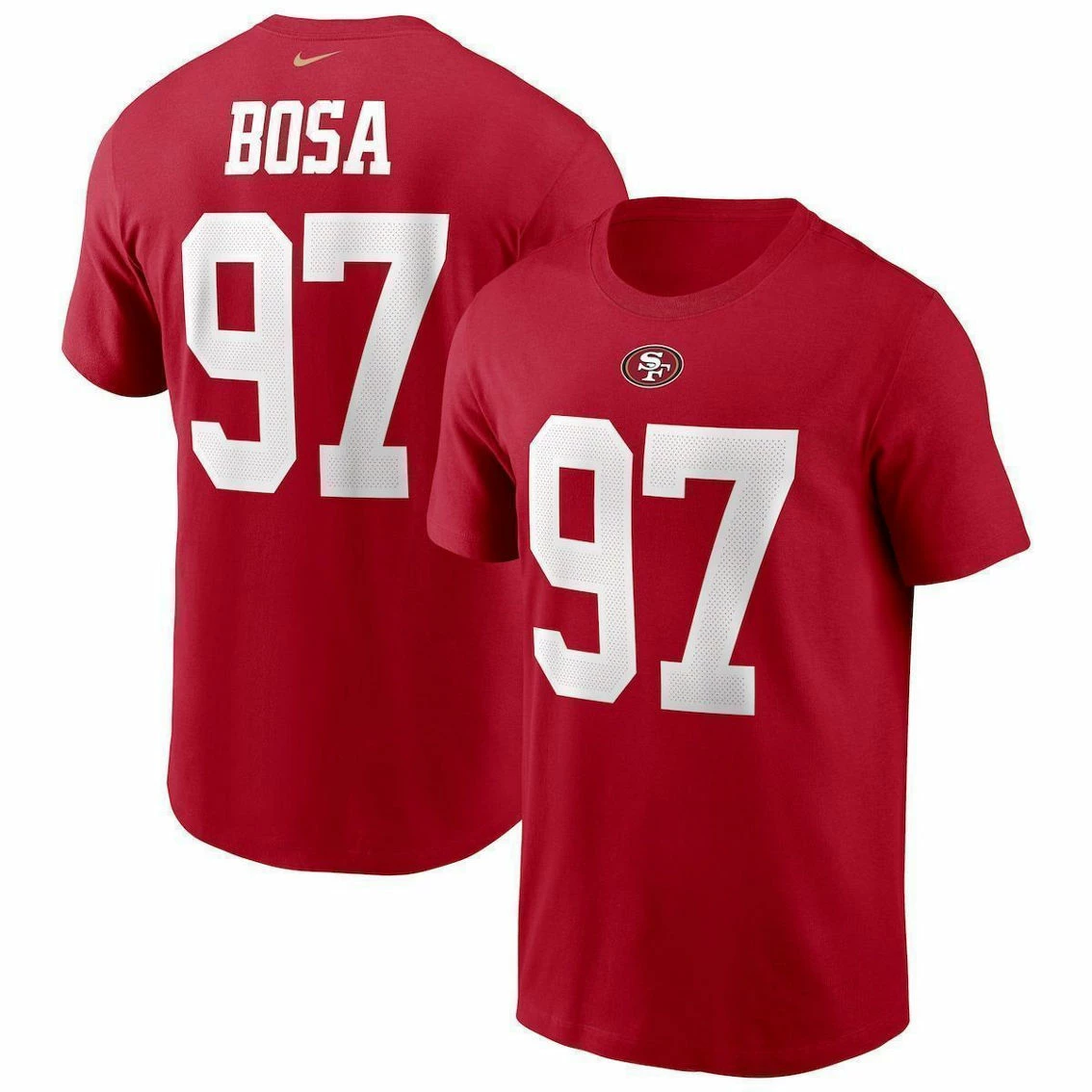 Nike Men's Nick Bosa Scarlet San Francisco 49ers Name & Number T-Shirt 4 Nike Men's Nick Bosa Scarlet San Francisco 49ers Name & Number T-Shirt - Image 2