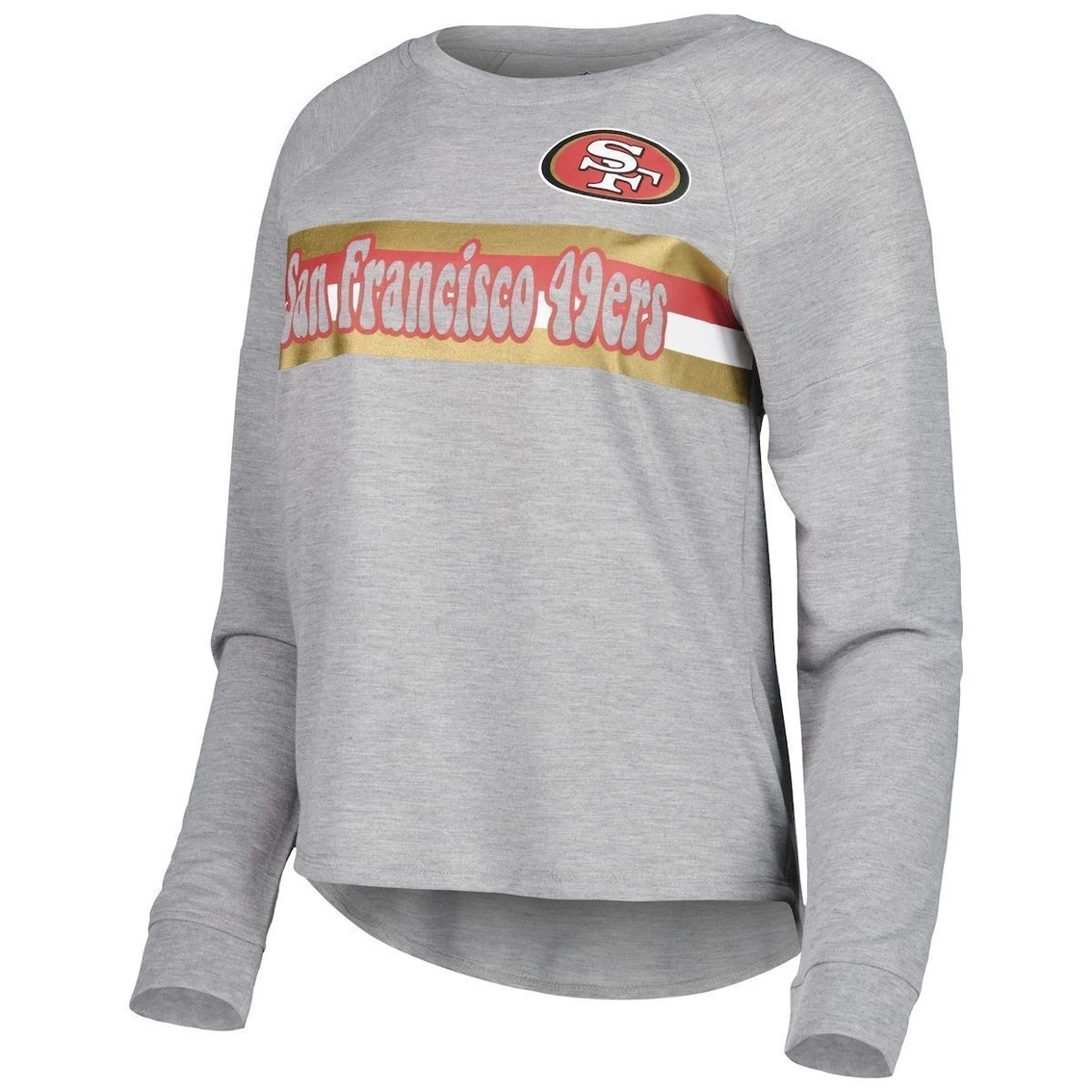 Outerstuff Juniors Heathered Gray San Francisco 49ers All Striped Up Raglan Long Sleeve T-Shirt 5 Outerstuff Juniors Heathered Gray San Francisco 49ers All Striped Up Raglan Long Sleeve T-Shirt - Image 3
