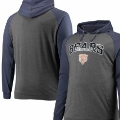 Fanatics Branded Men's Navy/Heathered Charcoal Chicago Bears Big & Tall Lightweight Raglan Pullover Hoodie
