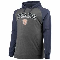 Fanatics Branded Men's Navy/Heathered Charcoal Chicago Bears Big & Tall Lightweight Raglan Pullover Hoodie -Fanatics DSCO1146625336 1320 ALT2