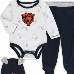 Outerstuff Newborn & Infant White/Navy Chicago Bears Dream Team Raglan Onesie Pants & Hat Set