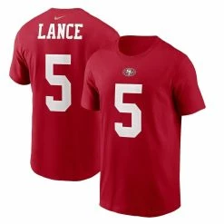 Nike Men's Trey Lance Scarlet San Francisco 49ers Player Name & Number T-Shirt