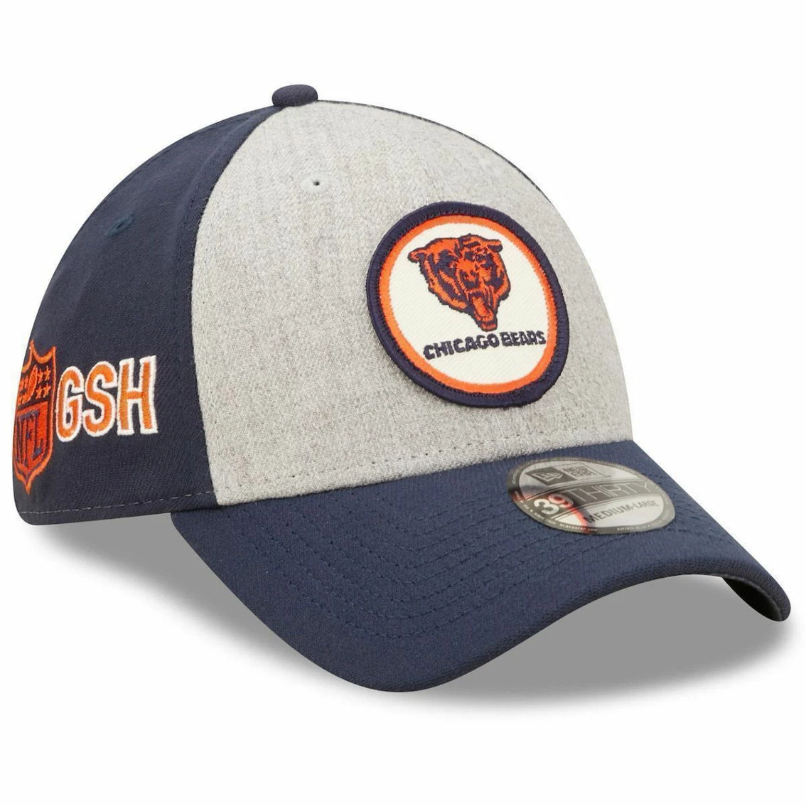 New Era Men's Heathered Gray/Navy Chicago Bears 2022 Sideline 39THIRTY Historic Flex Hat 3 New Era Men's Heathered Gray/Navy Chicago Bears 2022 Sideline 39THIRTY Historic Flex Hat