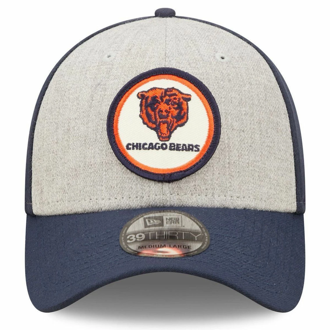 New Era Men's Heathered Gray/Navy Chicago Bears 2022 Sideline 39THIRTY Historic Flex Hat 5 New Era Men's Heathered Gray/Navy Chicago Bears 2022 Sideline 39THIRTY Historic Flex Hat - Image 3
