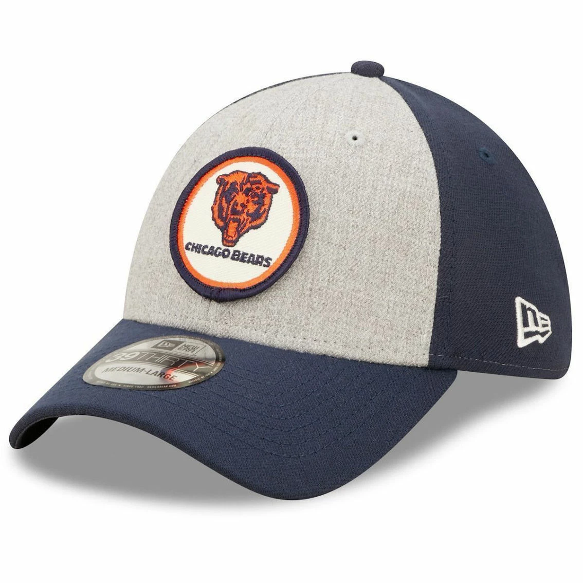 New Era Men's Heathered Gray/Navy Chicago Bears 2022 Sideline 39THIRTY Historic Flex Hat 6 New Era Men's Heathered Gray/Navy Chicago Bears 2022 Sideline 39THIRTY Historic Flex Hat - Image 4