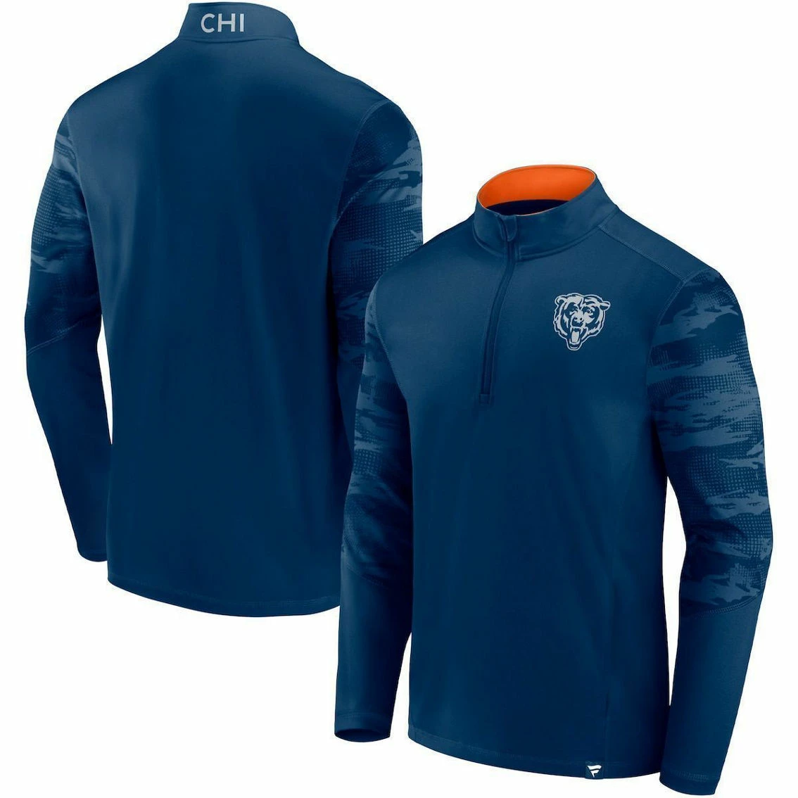 Fanatics Branded Men's Navy Chicago Bears Ringer Quarter-Zip Jacket 4 Fanatics Branded Men's Navy Chicago Bears Ringer Quarter-Zip Jacket - Image 2