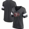 Fanatics Branded Women's Heathered Charcoal San Francisco 49ers Distressed Team Tri-Blend V-Neck T-Shirt
