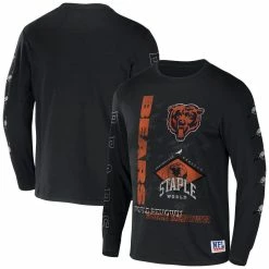 Staple Men's NFL X Black Chicago Bears World Renowned Long Sleeve T-Shirt
