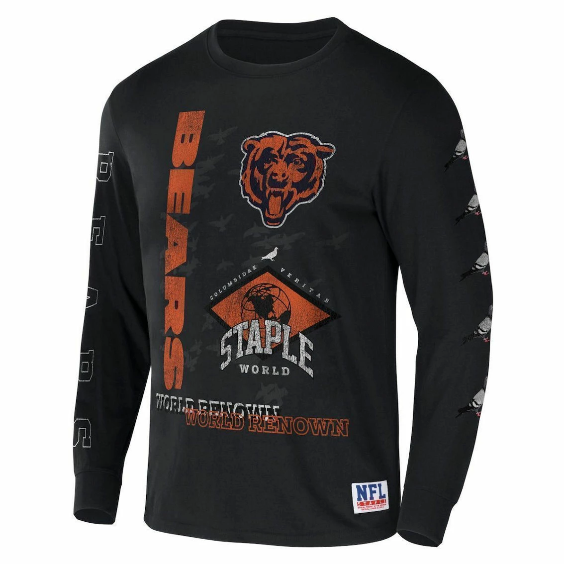 Staple Men's NFL X Black Chicago Bears World Renowned Long Sleeve T-Shirt 5 Staple Men's NFL X Black Chicago Bears World Renowned Long Sleeve T-Shirt - Image 3