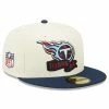 New Era Men's Cream/Navy Tennessee Titans 2022 Sideline 59FIFTY Fitted Hat -Fanatics DSCO1147415012 6662