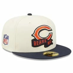 New Era Men's Cream/Navy Chicago Bears 2022 Sideline 59FIFTY Fitted Hat