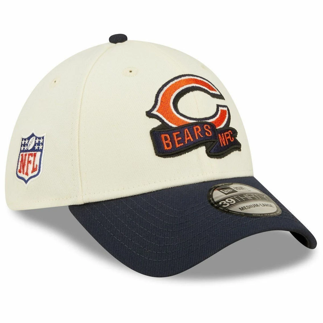 New Era Men's Cream/Navy Chicago Bears 2022 Sideline 39THIRTY 2-Tone Flex Hat 4 New Era Men's Cream/Navy Chicago Bears 2022 Sideline 39THIRTY 2-Tone Flex Hat - Image 2