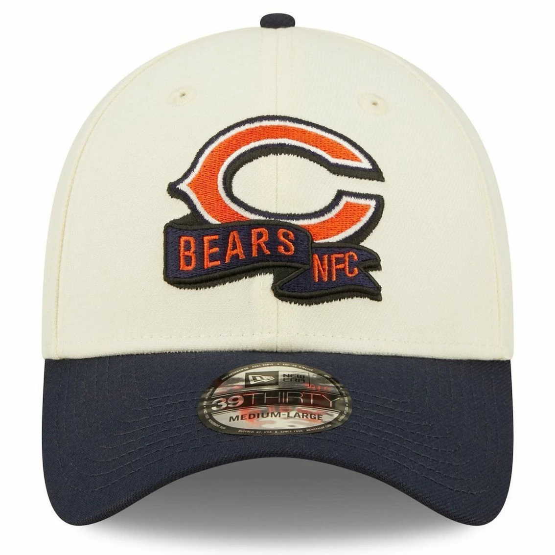 New Era Men's Cream/Navy Chicago Bears 2022 Sideline 39THIRTY 2-Tone Flex Hat 5 New Era Men's Cream/Navy Chicago Bears 2022 Sideline 39THIRTY 2-Tone Flex Hat - Image 3