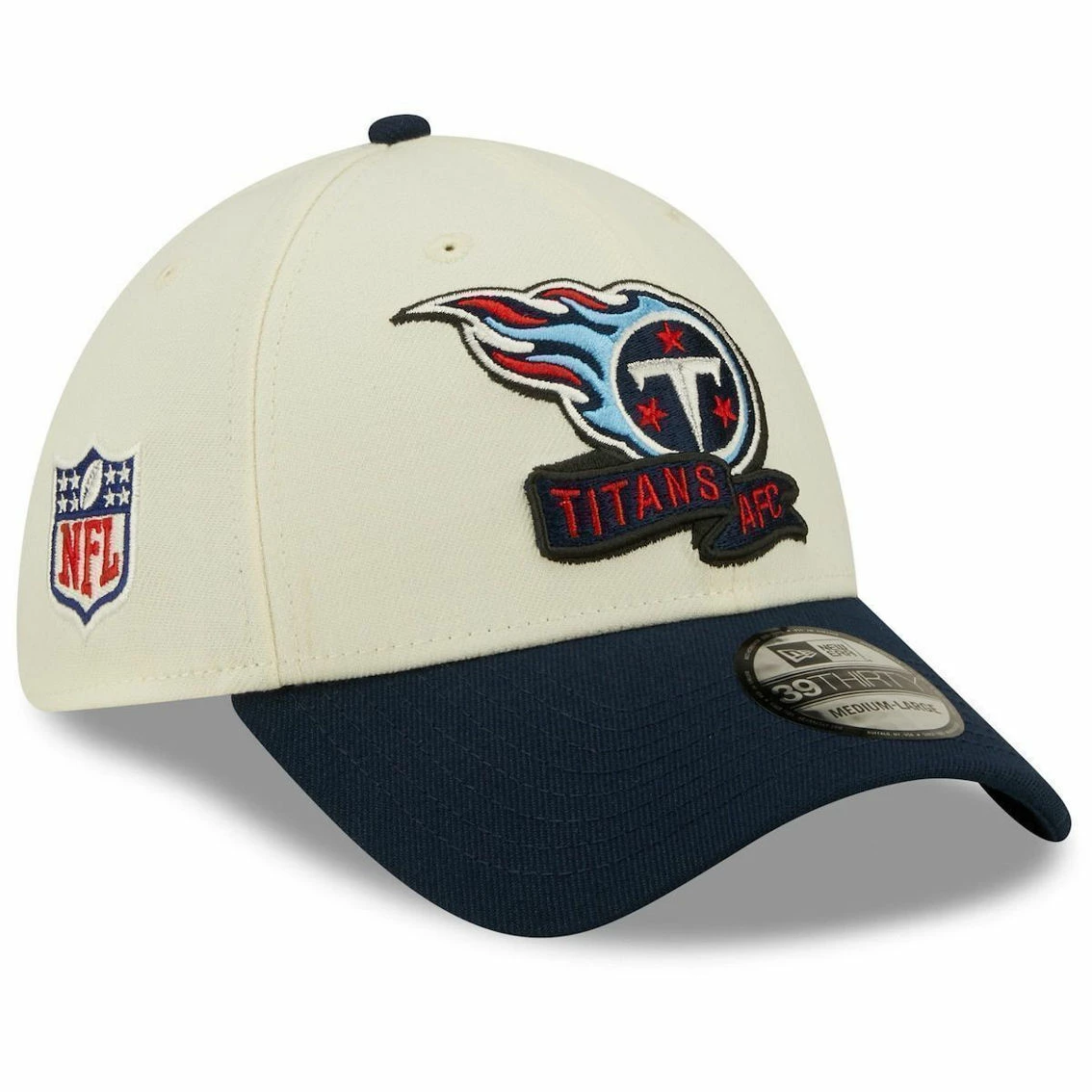 New Era Men's Cream/Navy Tennessee Titans 2022 Sideline 39THIRTY 2-Tone Flex Hat 4 New Era Men's Cream/Navy Tennessee Titans 2022 Sideline 39THIRTY 2-Tone Flex Hat - Image 2
