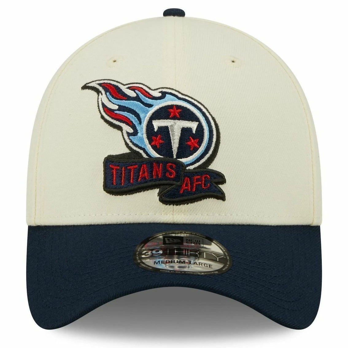 New Era Men's Cream/Navy Tennessee Titans 2022 Sideline 39THIRTY 2-Tone Flex Hat 5 New Era Men's Cream/Navy Tennessee Titans 2022 Sideline 39THIRTY 2-Tone Flex Hat - Image 3