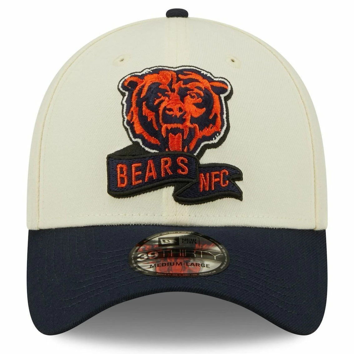 New Era Men's Cream/Navy Chicago Bears 2022 Sideline 39THIRTY 2-Tone Flex Hat 5 New Era Men's Cream/Navy Chicago Bears 2022 Sideline 39THIRTY 2-Tone Flex Hat - Image 3
