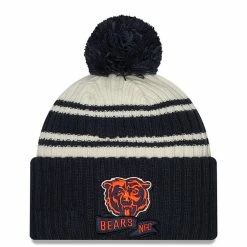 New Era Youth Cream/Navy Chicago Bears 2022 Sideline Sport Cuffed Pom Knit Hat -Fanatics DSCO1147415136 6662 ALT1