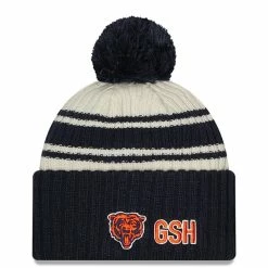New Era Youth Cream/Navy Chicago Bears 2022 Sideline Sport Cuffed Pom Knit Hat -Fanatics DSCO1147415136 6662 ALT2