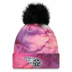 New Era Women's Pink/Black Tennessee Titans 2022 NFL Crucial Catch Pom Knit Hat